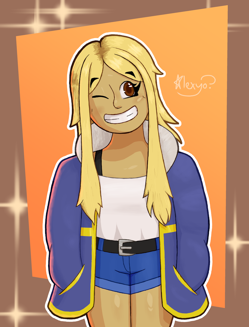 Digital drawing of SkaterFC's Micah posing and smiling.